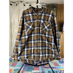 C E Schmidt Work Shirt Mens XLT Tall Plaid Cotton Long Sleeve Pockets Button Up